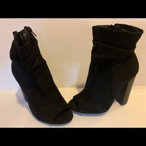 peep-toe booties (never worn)